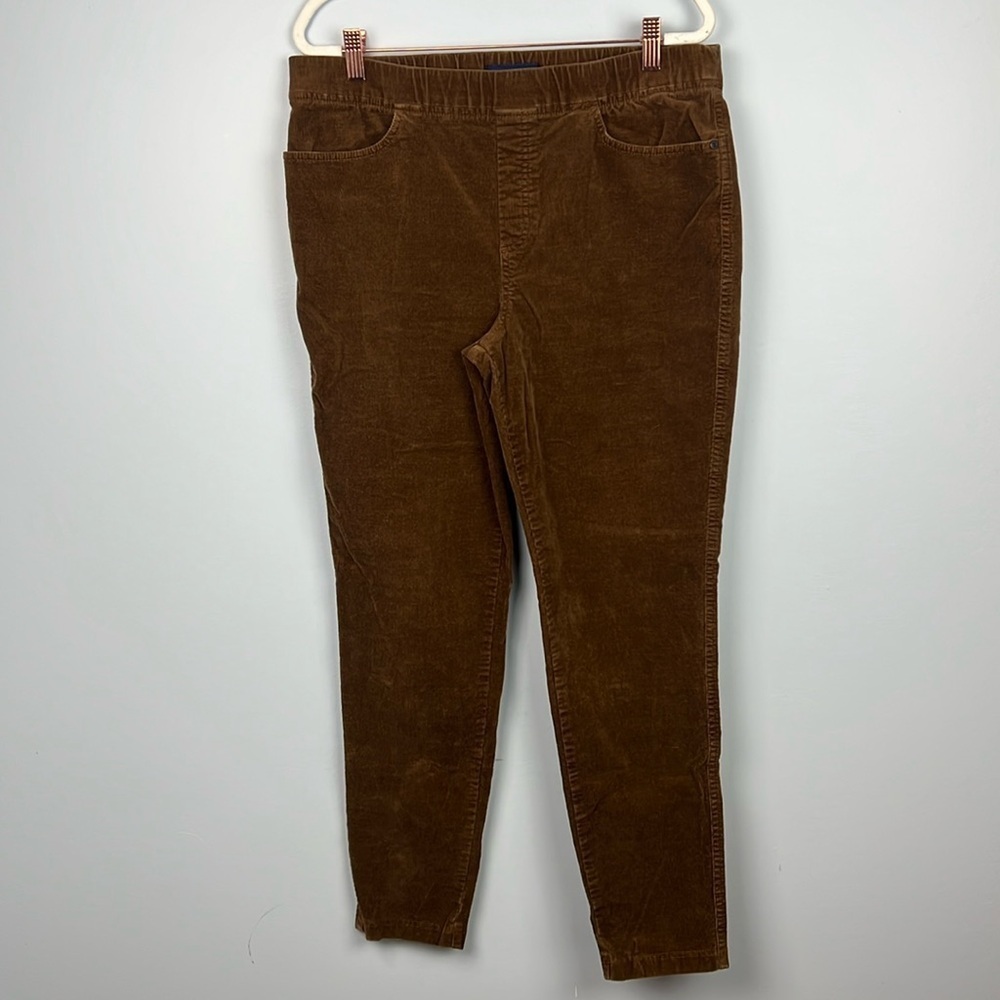 Talbots pull on brown corduroy elastic waist jeggings size 12